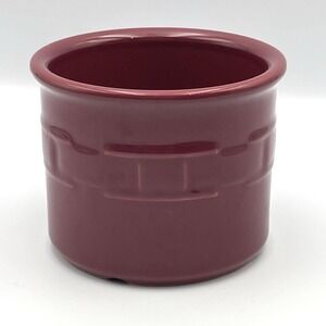 Vintage 1990s Longaberger Pottery Burgundy Red‎ Utensil Crock Planter USA